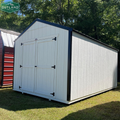 Outland Trailers 10x16 Tru-Valu Utility Shed with double doors, durable metal construction, and secure lockable design.